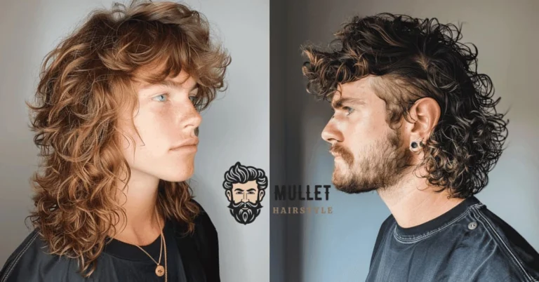 Curly mullet haircut