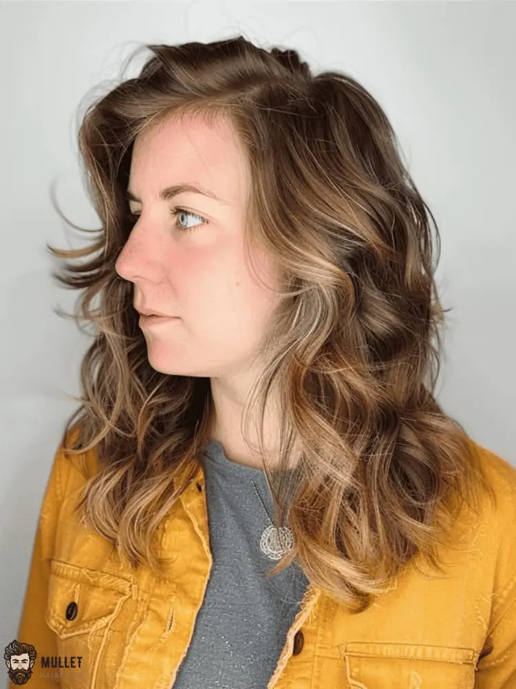 Modern mullet wavy hair